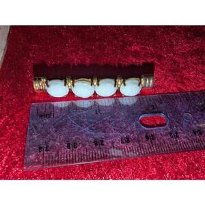 Vintage milk glass scarab brooch goldtone